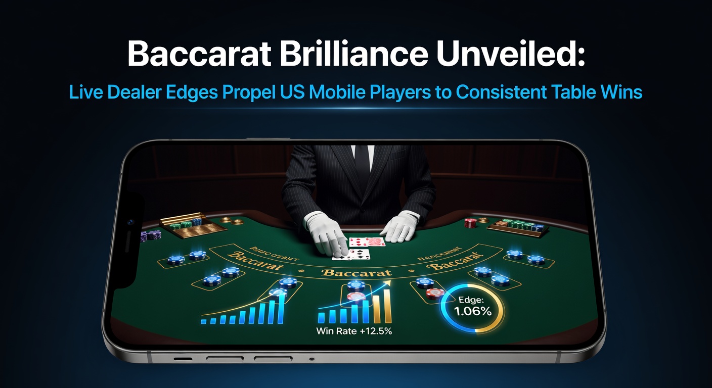 Close-up of a professional dealer revealing baccarat cards on a live stream, with mobile betting overlays and win notifications popping up
