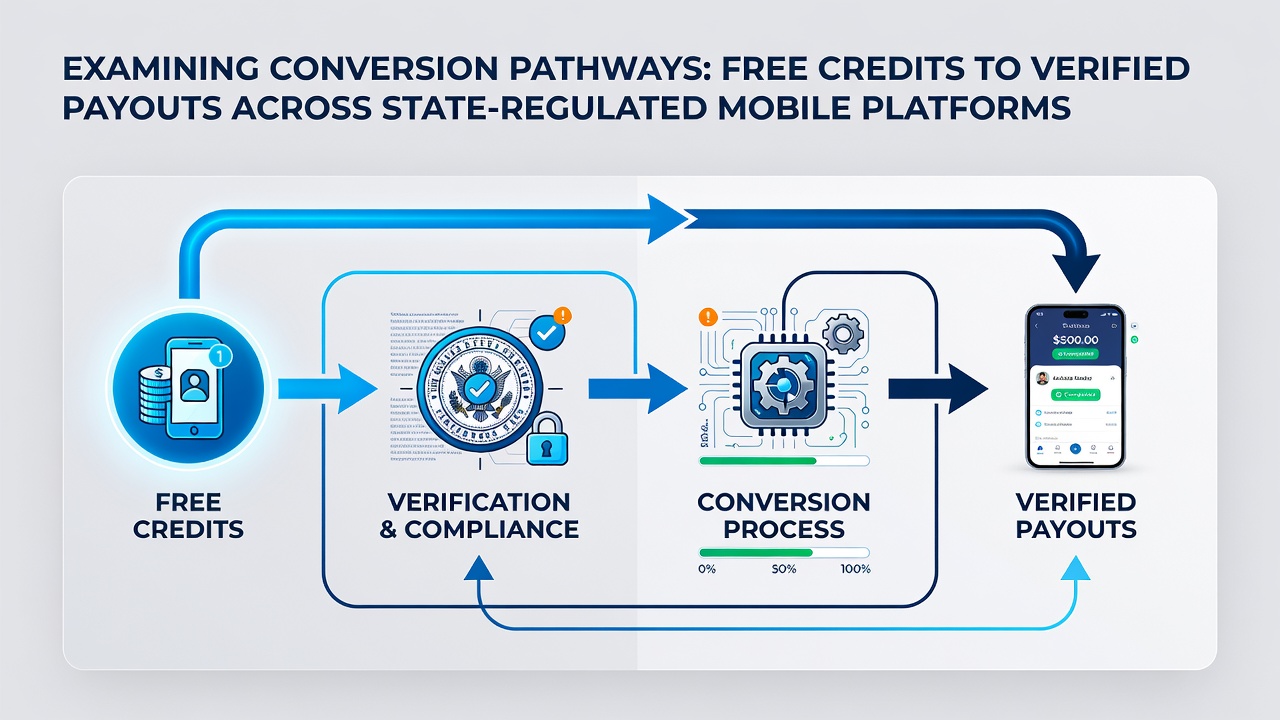 Mobile app screenshot illustrating credit balance tracking and payout approval workflow
