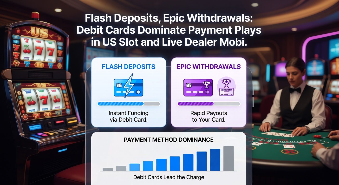 Dynamic graphic of a live dealer blackjack table on a mobile device, overlaid with icons showing debit card deposit and withdrawal arrows racing across the screen in real-time US casino action