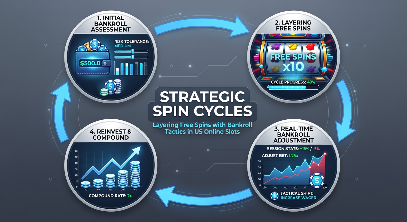 Graph depicting bankroll curves rising steadily with free spin injections amid volatile slot play, highlighting peak extension phases